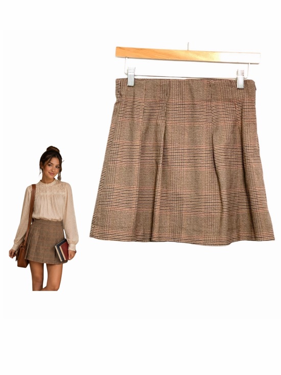 Zara Dresses & Skirts - Zara Brown Plaid Mini Skirt High Waisted Size XS